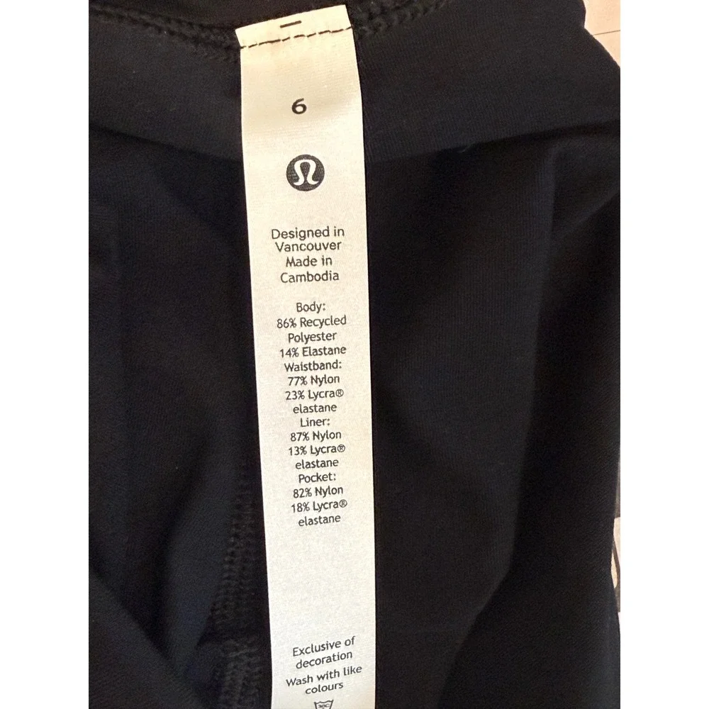 Lululemon Pace Rival Skirt Black Athletic Tennis Running Skort Size 6